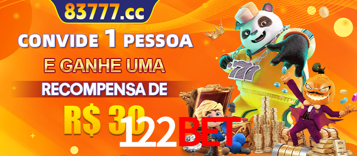 Banner institucional da 122BET sobre parceria de marcas e criação de uma marca de excelência, apresentando os mascotes de jogos populares como o Fortune Tiger.